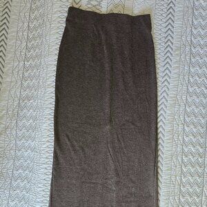 Mango Heather Brown Knit Midi Straight Skirt Size Small New